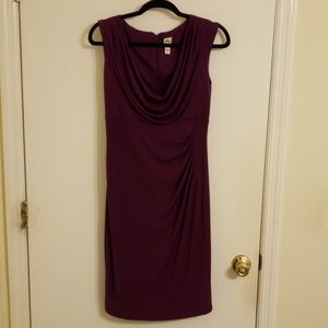 Plum colored dress.